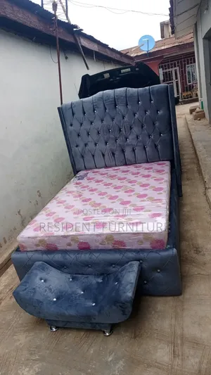 41⁄2 by 6 Gray Bed Frame and Mattress