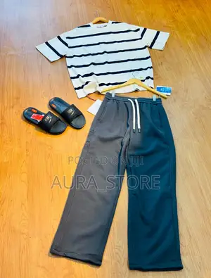 Two-Tone Split Color Wide-Leg Sweatpants