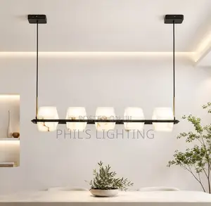 Nordic Contemporary Dining Room Study Long Strip Marble Pendant Light