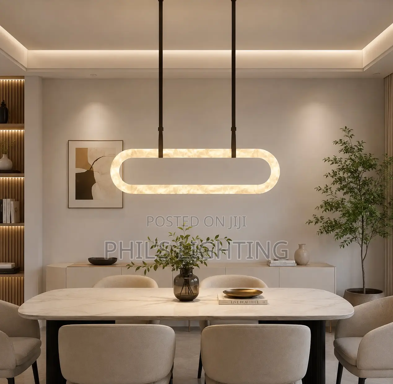 Alabaster Oval Chandelier Light