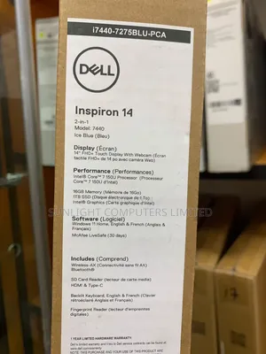 New Laptop Dell Inspiron 14 7440 2-in-1 1GB Intel Core 7 SSD 1T