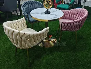 Executive Fabric Iron Leg Dining Chair With Table