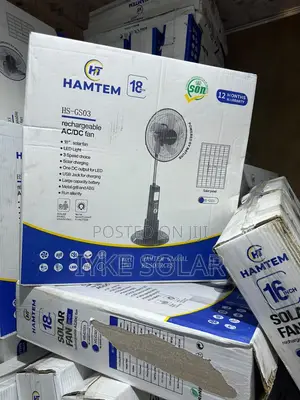Hamtam Dc/AC Rechargeable Solar Fan 18inches