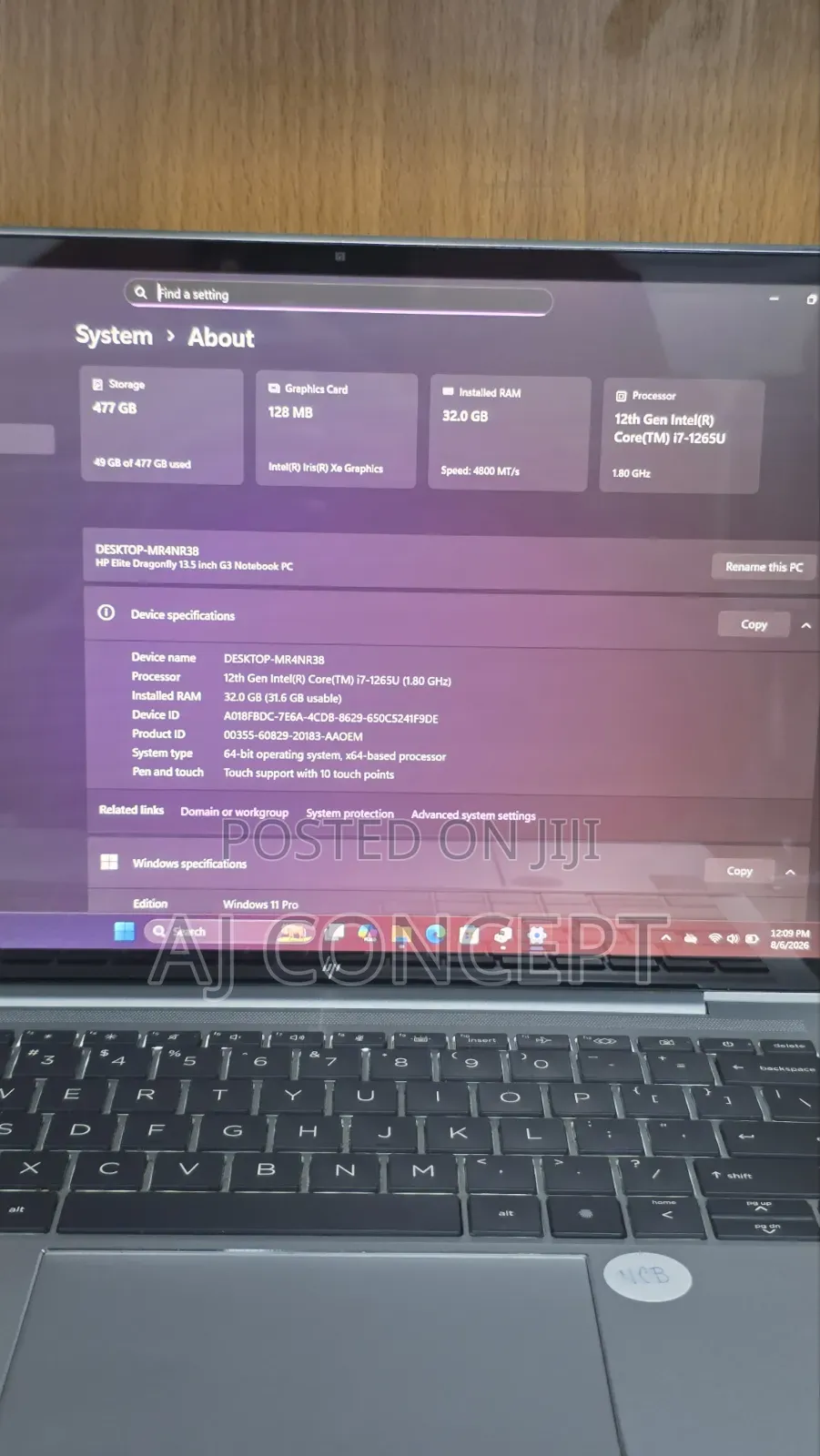 Laptop HP Elite Dragonfly G3 32GB Intel Core i7 SSD 512GB