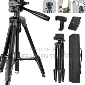 Adjustable Camera Tripod With Phone Holder Carry Bag