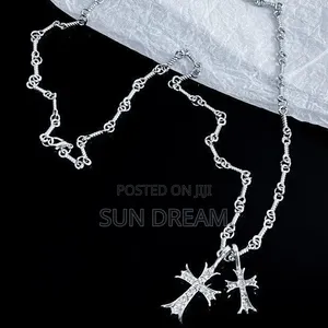 Unisex Silver Cross Necklace Fashion Necklace