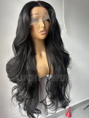 30 Inches Human Hair Blend Frontal Wig – Natural Color