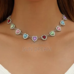 Heart Necklaces Diamond Necklace for Women Colorful Necklace