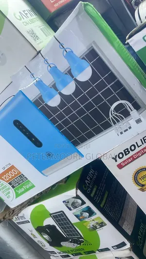 Portable Solar Power System Kit – 12000mAh, 3 LED Bulbs + Panel