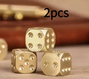 2 Handmade Solid Brass Dice- Polished Tabletop Game Dice, Durable