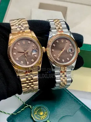 Rolex Quality Luxury Couples Chain Strap Wristwatch Together