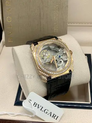 Bvlgari Quality Luxury Men Genuine Leather Automatic Engine Wristwatch