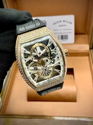 Franck Muller Quality Luxury Men Leather Automatic Engine Wristwatch