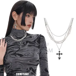 Unisex 4 Layers Necklace Crossed Necklace With Pearl Necklaces Gift