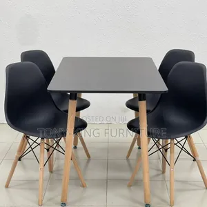 Rectangular Restaurant/Dining Wooden Top Table Set by 4-Seater