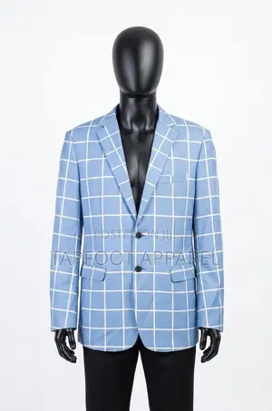 Stylish Light Blue Windowpane Grid Blazer – Relaxed Fit