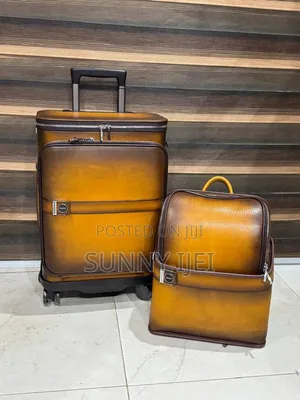 Man Genuine Leather Luggage Bag With Backpack