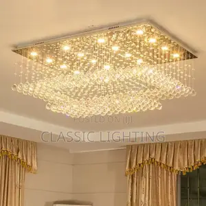 Led Crystal Ceiling Chandelier Rectangular Living Room Light