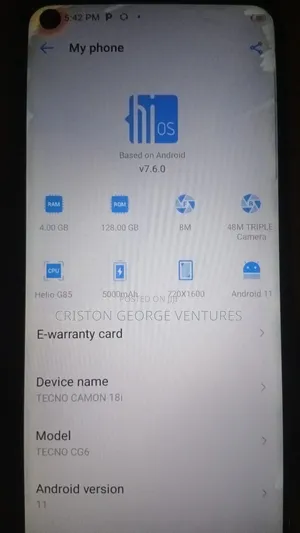 Tecno Camon 18i 128 GB Blue