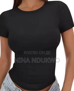 `Women's Black Short Sleeve T-Shirt Top