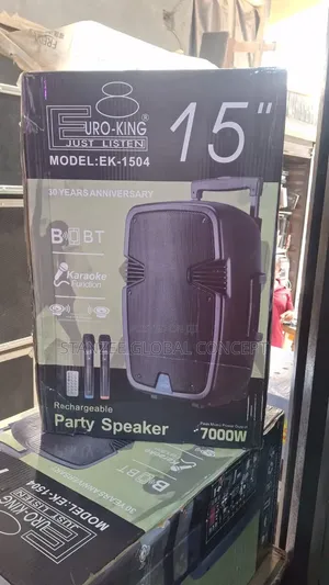 Euro-King EK-1504 15" Rechargeable Party PA Speaker With Wireless Mics