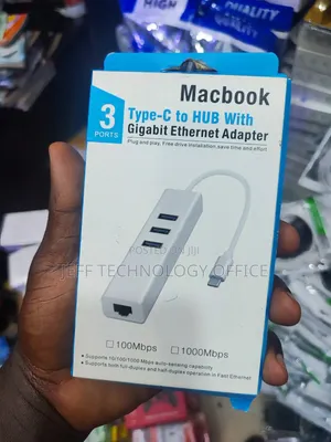MacBook 3-Port Type-C to USB Hub With a Gigabit Ethernet Adapter