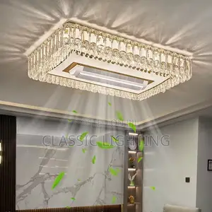 Luxury Crystal Ceiling Fan Light Modern Living Room Bedroom Chandelier