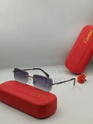 Cartier Rimless Rectangle Sunglasses – Luxury Gradient Eyewear Unisex.