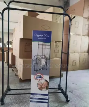 35kg Double Pole Cloth Hanger With Shoe Rack (With Wheels)