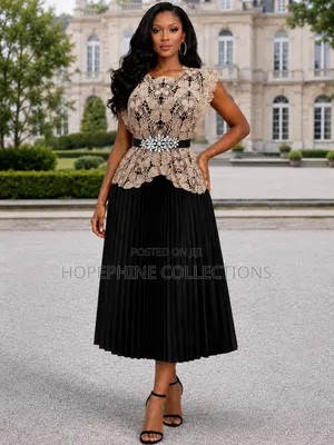 LUXE MIYAKI Free Size 2-Piece Gown Lace Top Set