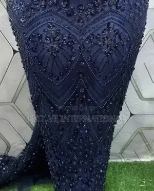 Exotic Premium Navy Blue Beaded Lace