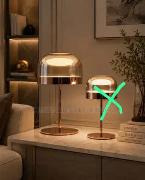 Postmodern Gold/Smoked Glass Light Emitting Diode Table Lamp Decoratio