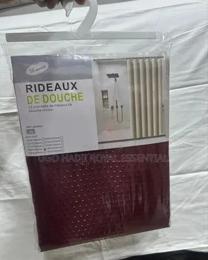 Meianju Waterproof Polyester Shower Curtain With 12 Hooks (Maroon