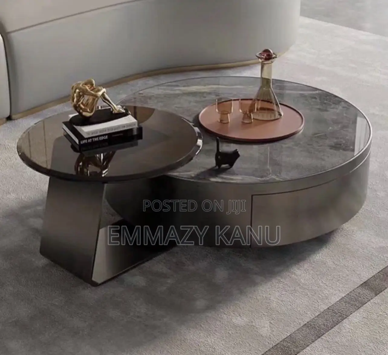 Luxury Rotating Center Table With Tempered Glass Top