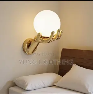 Luxury Golden Hand Wall Light – Modern LED Bedroom Sconce