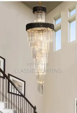 Luxury Modern Crystal Chandelier for Staircase Long Loft Light Fixture