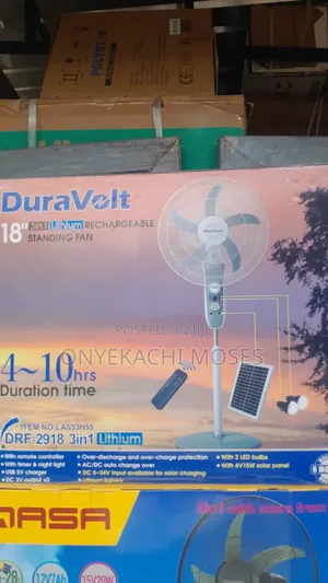 Duravolt 18 Inches 3in1 Rechargeable Standing Fan