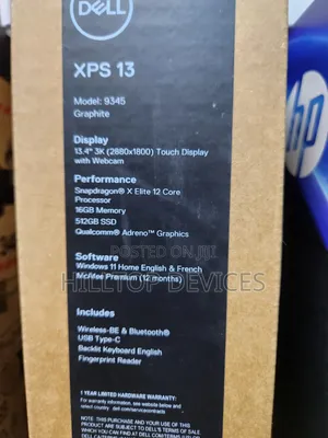 New Laptop Dell XPS 13 9345 16GB Qualcomm Snapdragon X Elite SSD 512GB