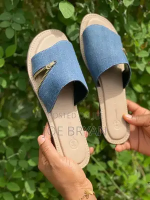 Female Slides Denim Espadrille Slippers - Ladies Casual Sandals