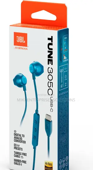 JBL Tune 305c USB Wired Hi-Res Headphones-Blue