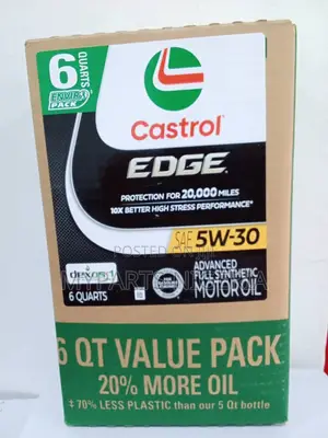 5w-30 Castrol Edge Advanced Full Synthetic Motor Oil, 6 Qt EcoPack