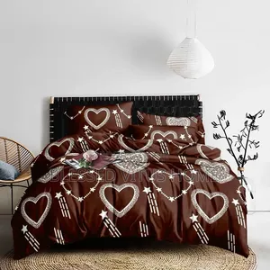 SEO-Optimized Description Brown Heart Design Duvet Set