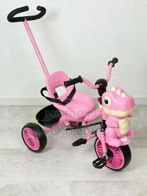 Dinosaur-Themed Tricycle Features a Rear Parental Push Handle