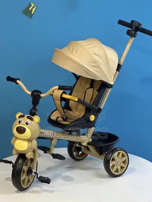 Tricycle With Design on the Front Wheel and a Matching Canopy