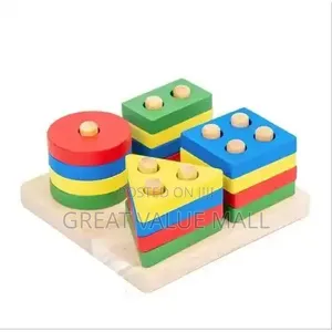 Wooden Children's Educational Toy Shape Building Block and ColorPuzzle