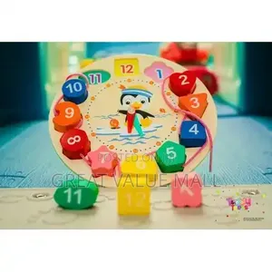 Early Learning Educational Toy Gift Wooden Shape Color Sorting Clock