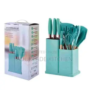 19pcs High Quality Silicon Spoon Set With Knives and Chopping Board