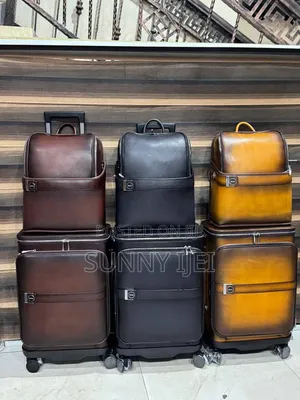 Original Black Leather Luggage and Backpack