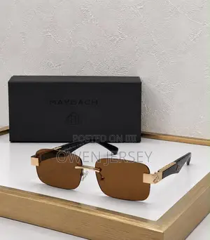 Luxury Rimless Maybach-Style Brown Lens Sunglasses.