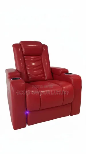 This Is an M G Nova Edge Premium Cinema Sofa in Red Leather With RGB.